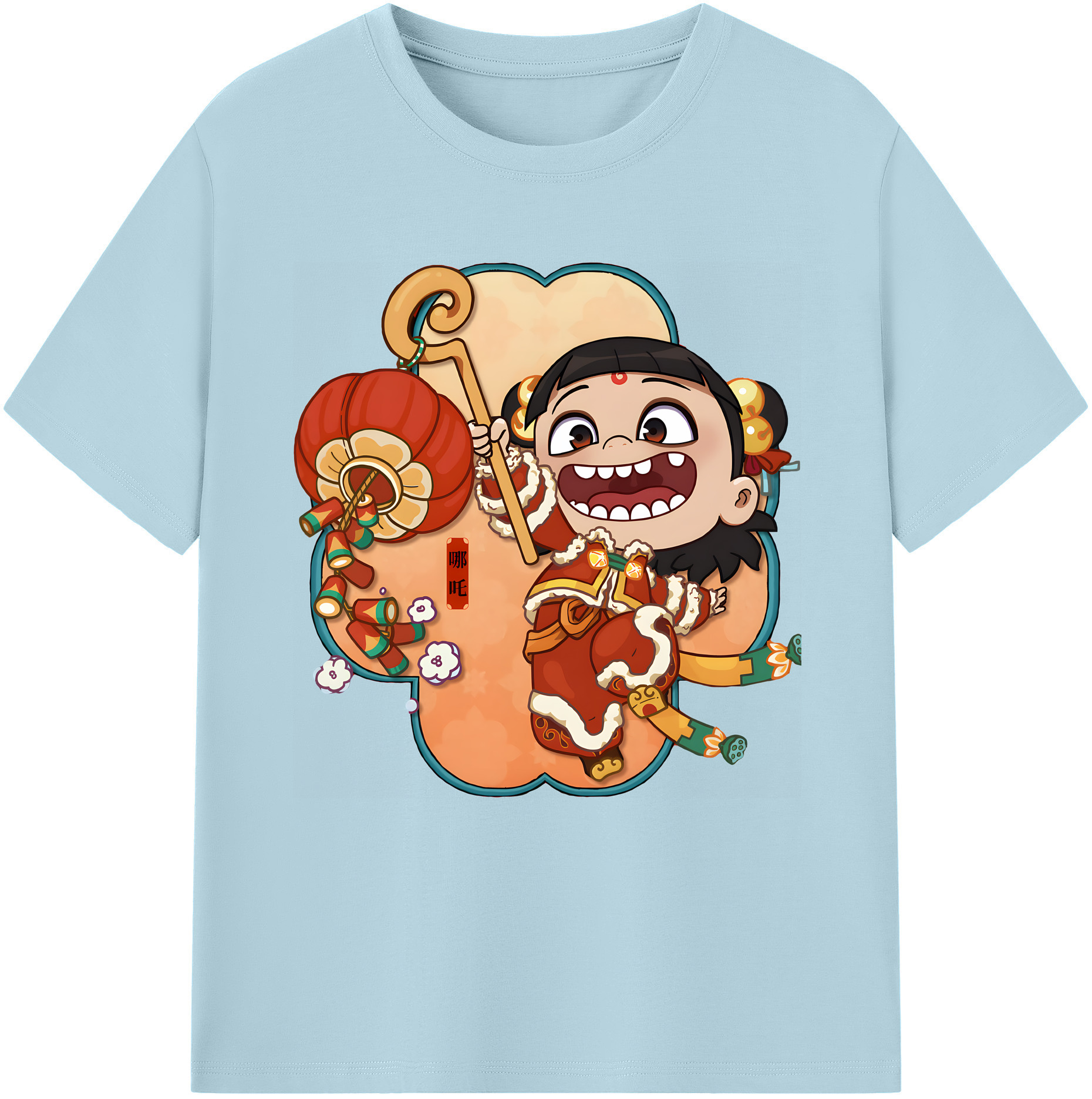 （画像用） Ne Zha 2 ナタ 魔童の大暴れ 綿100％半袖Tシャツ（フロントプリント）